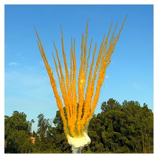 Дневной веерный салют СУ0204912 Оранжевый, Orange smoke with silver chrys. mine 36 залпов, 1,2