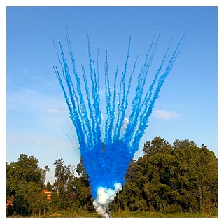 Дневной гендерный веерный салют СУ0204912 Синий, Blue smoke with silver chrys.mine, 36 залов, 1,2