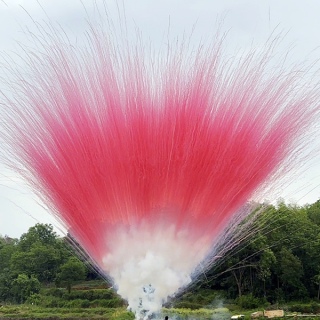 Дневной веерный салют СУ0305012 Лапша, Розовый дым, 50 залпов, 1,2